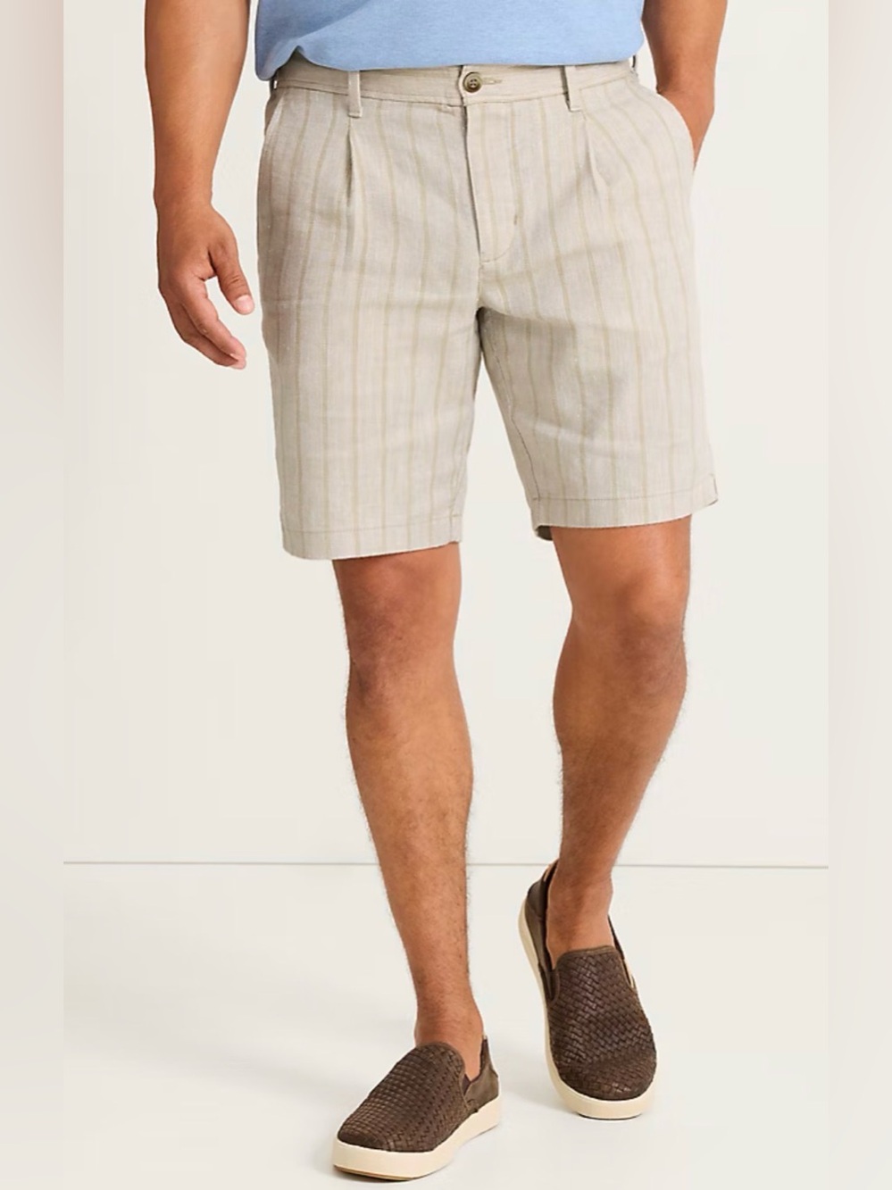 Tommy Bahama Isla Shores Stripe Linen Blend 9 Inch Shorts Men’s Large Brand New